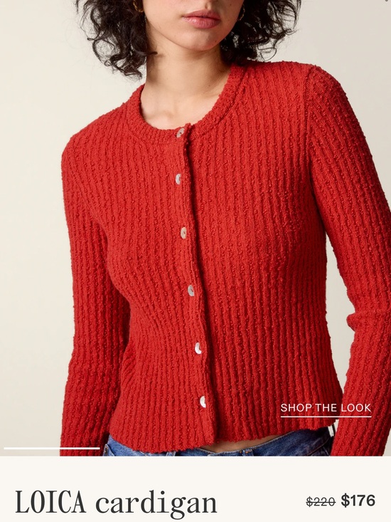 Rouje Sweaters - Rouje Red Ribbed Button-Up Cardigan